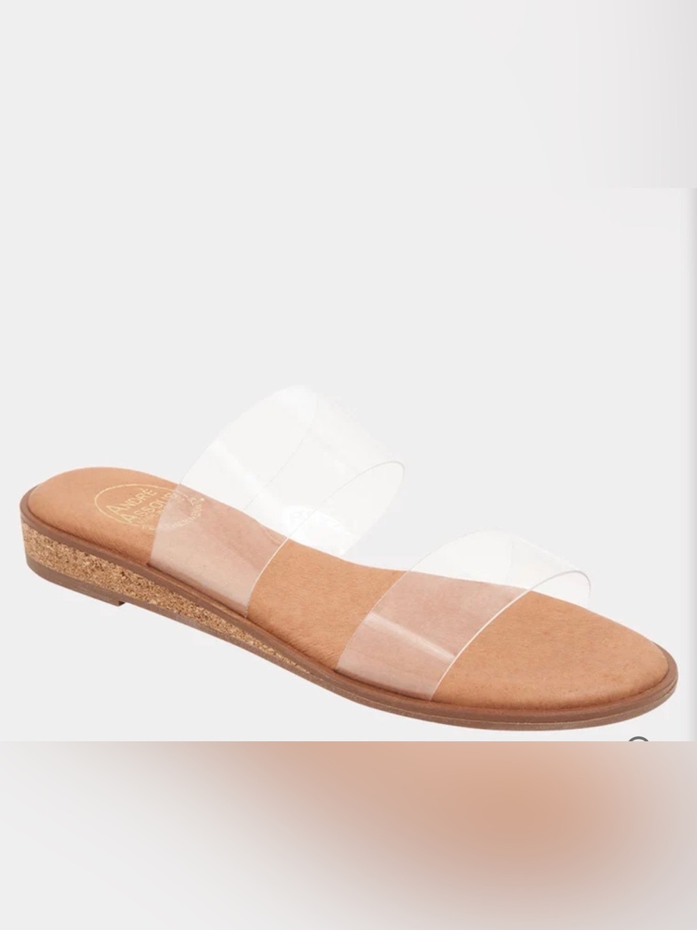 Clear Double-Strap Slide Sandal in Transparent/Beige